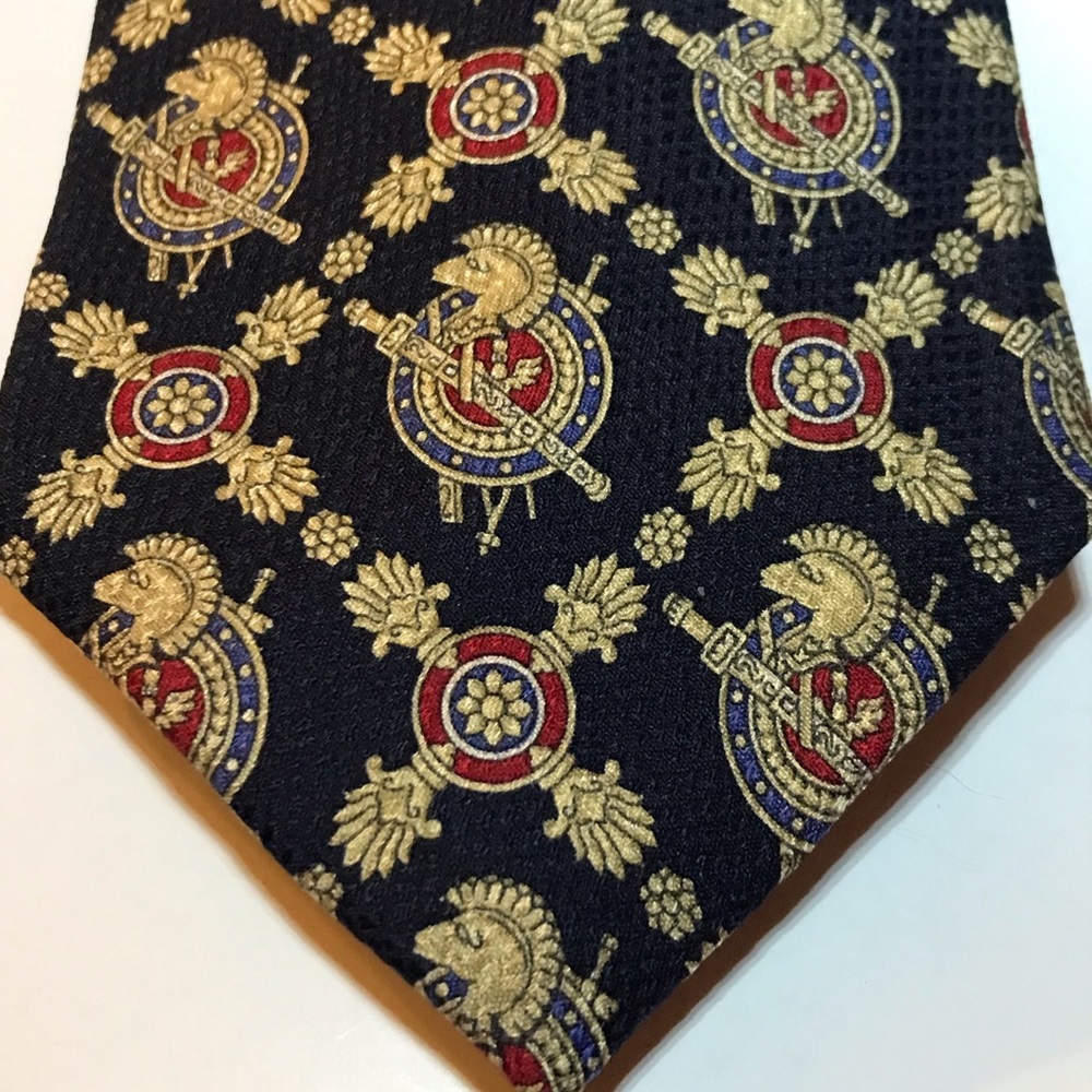 Vintage Christian Dior Monsieur Navy crest Silk Neck Tie